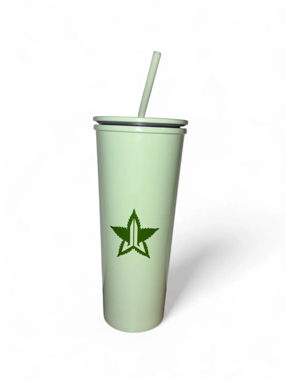JEFFREE STAR COSMETICS MINT GREEN LEAF 420 CUP TUMBLER W/ STRAW RARE NEW